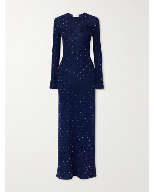 Robe Longue En Laine Mélangée À Clous Rabanne en coloris Blue
