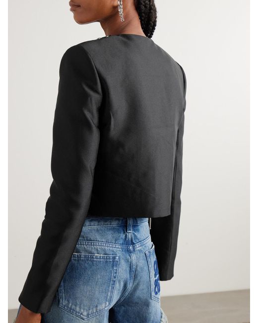 Self-Portrait Black Crystal-Embellished Taffeta Jacket