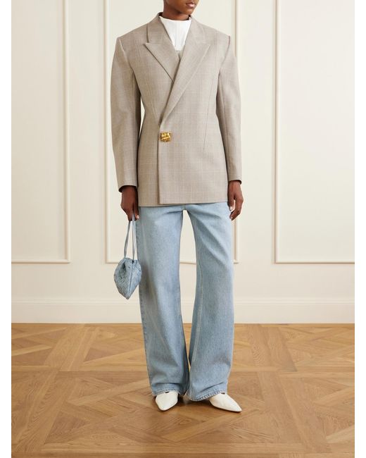 Bottega Veneta Natural Prince Of Wales Wool Blazer
