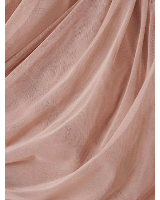 Dolce & Gabbana Pink Ruched Stretch-Tulle Midi Dress