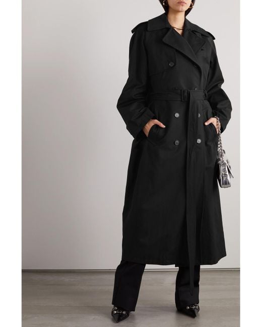 Balenciaga Black Hourglass Oversized Double-Breasted Wool And Cotton-Blend Trench Coat
