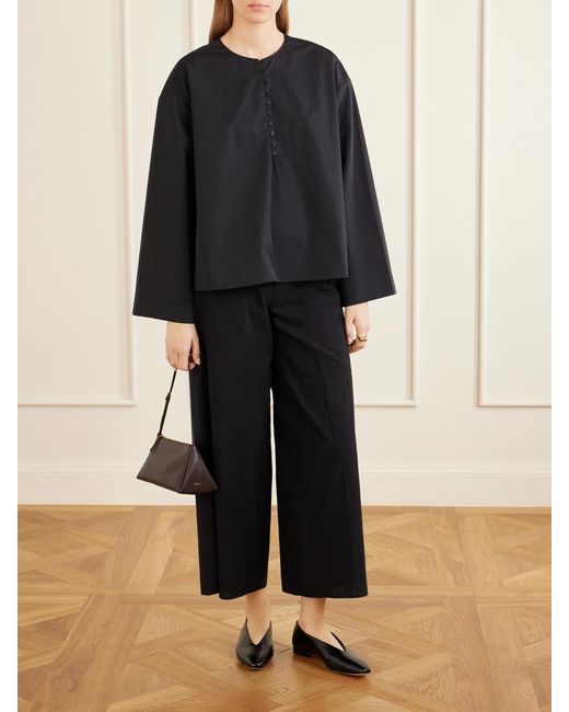Kallmeyer Blue Marguerite Cotton-Poplin Blouse