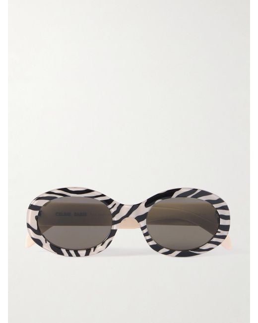 Céline Gray Sonnenbrille Mit Rundem Rahmen Aus Azetat Mit Zebramuster