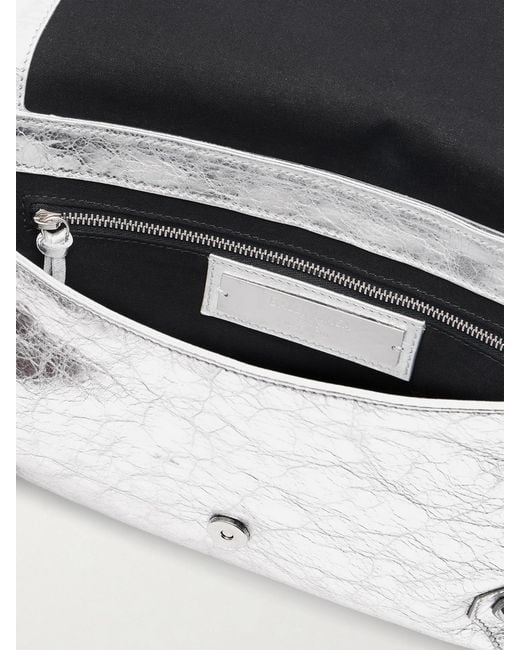 Balenciaga Gray Le City Crinkled-Leather Clutch
