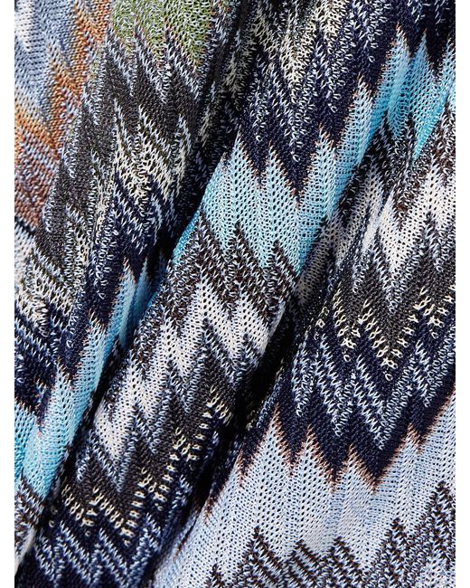 Missoni Blue Striped Crochet-Knit Maxi Dress