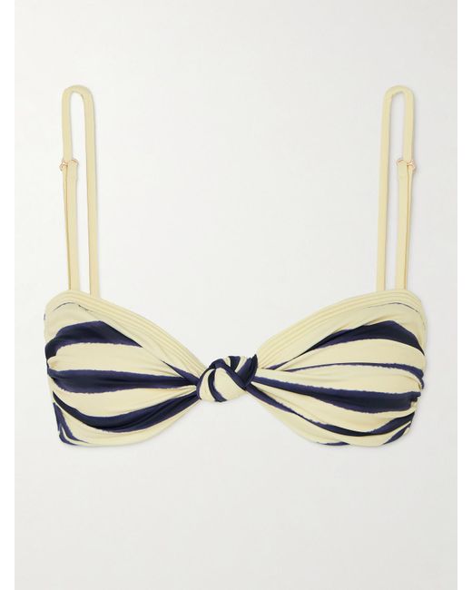 Johanna Ortiz Metallic Bandana Marinera Knotted Striped Recycled Bikini Top