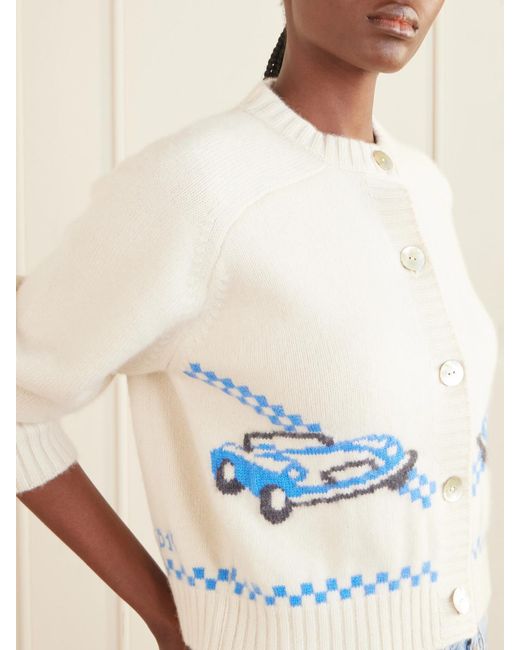 Calle Del Mar Blue Embroidered Cashmere Cardigan