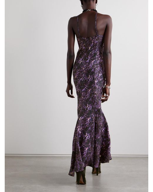 Isabel Marant Purple Manelia Draped Printed Fil Coupé Maxi Dress