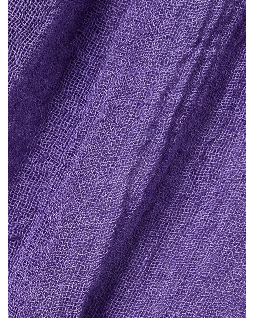 Lisa Marie Fernandez Purple Net Sustain Cropped Tie-Front Linen-Blend Gauze Blouse