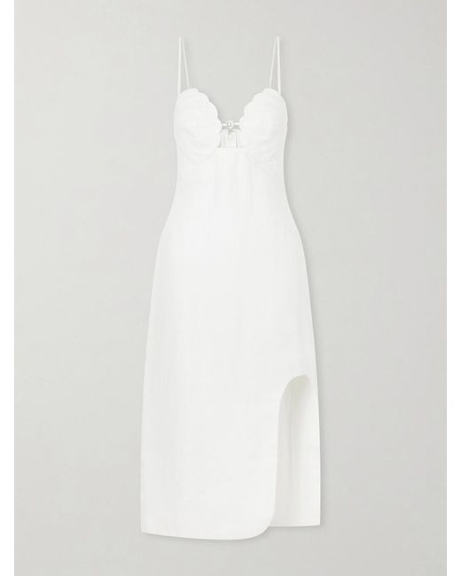 Farm Rio White Linen Midi Dress