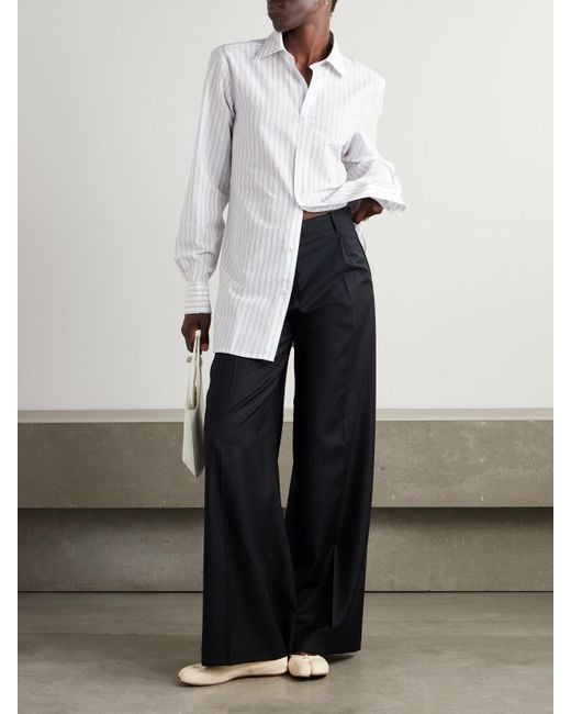 Maison Margiela White Oversized Striped Cotton Shirt