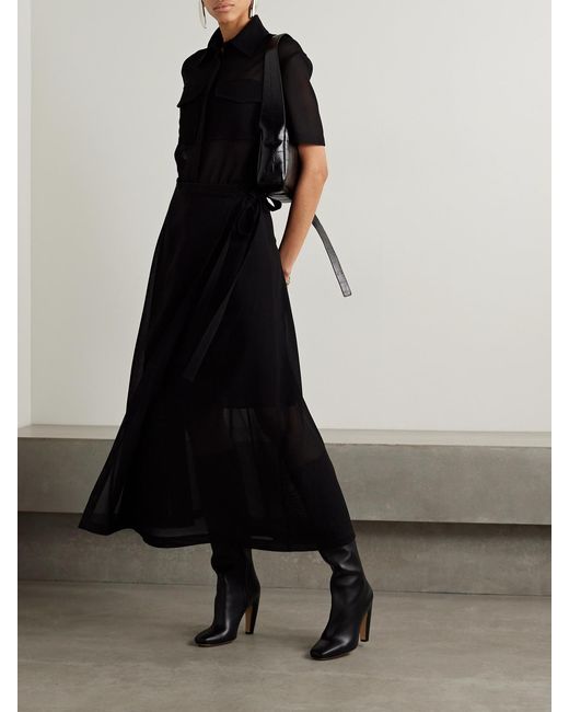 Proenza Schouler Black Emory Convertible Mesh And Woven Wrap Maxi Dress
