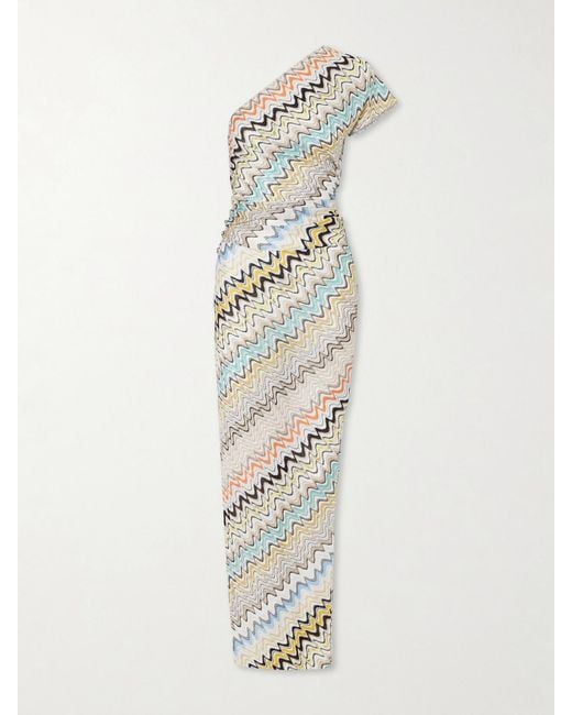 Missoni White Striped Crochet-Knit Maxi Dress