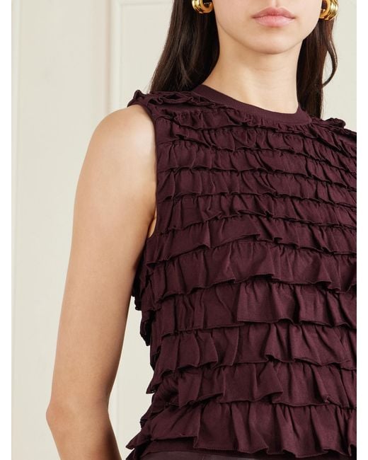 Ulla Johnson Purple Lula Tiered Ruffled Jersey Top