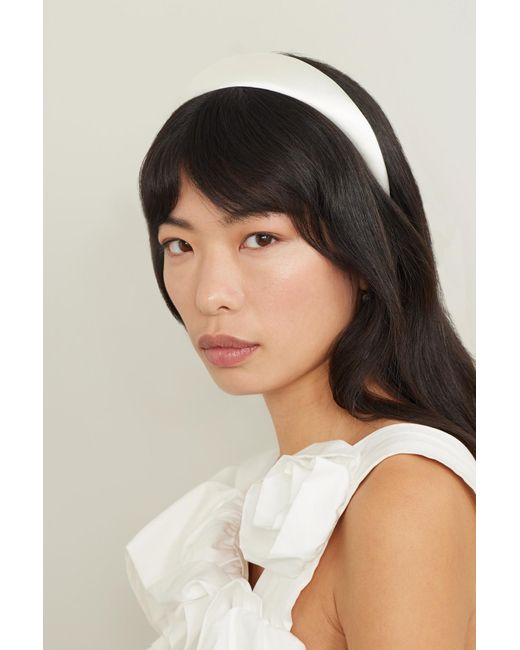 Jennifer Behr + Net Sustain Kate Silk-satin Headband in White | Lyst UK