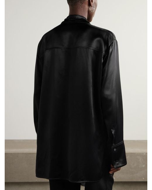 Jil Sander Black Bluse Aus Satin Mit Schluppe