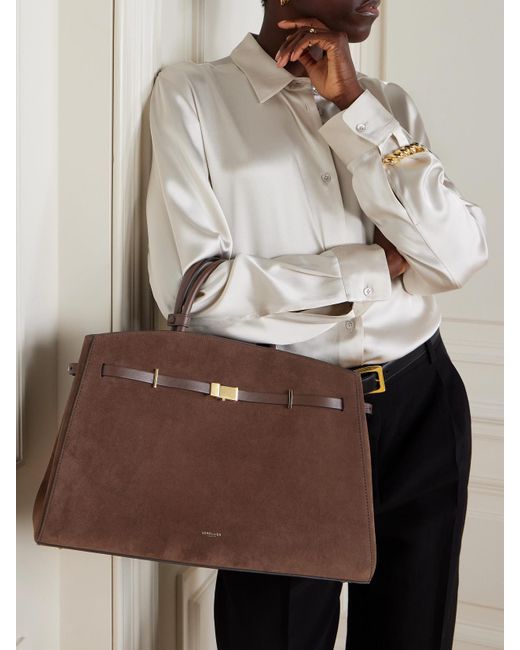 DeMellier London Brown The Hudson Tote Aus Veloursleder Mit Lederbesätzen