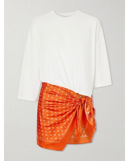 Christopher Esber Orange Bandana Printed Cotton And Silk-Blend T-Shirt
