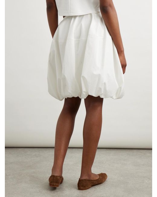 Mini-Jupe En Popeline De Coton À Fronces Alaïa en coloris White