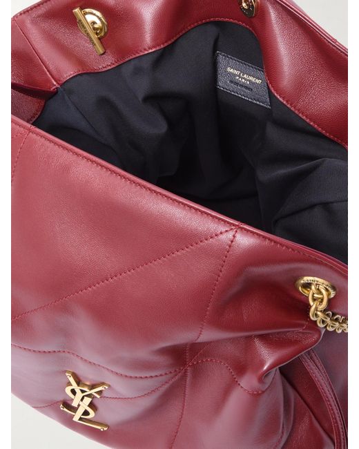 Saint Laurent Red Jamie Shopping Schultertasche Aus Gestepptem Leder