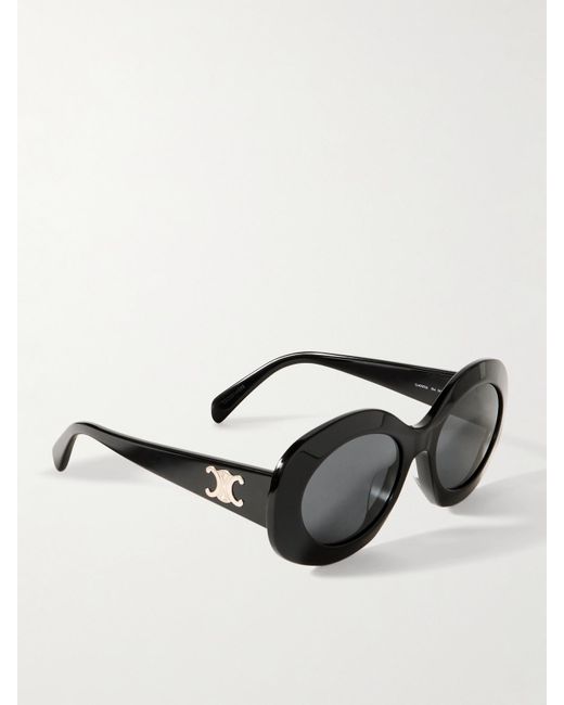 Céline Black Triomphe Oversized Round-Frame Acetate Sunglasses
