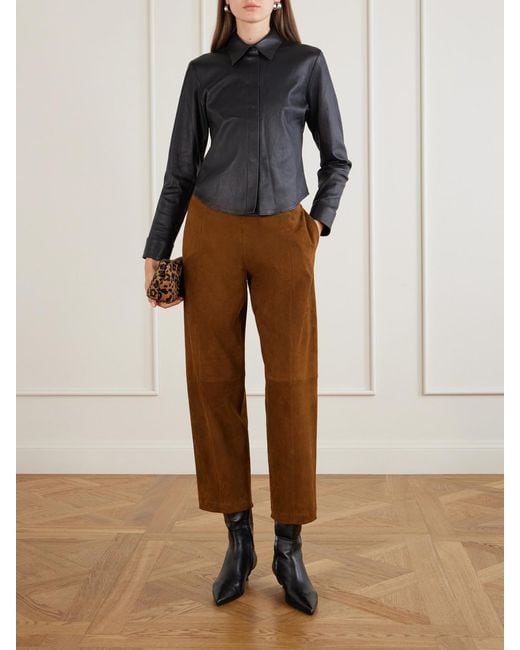 Stouls Brown Bugsy Wide-Leg Suede Pants