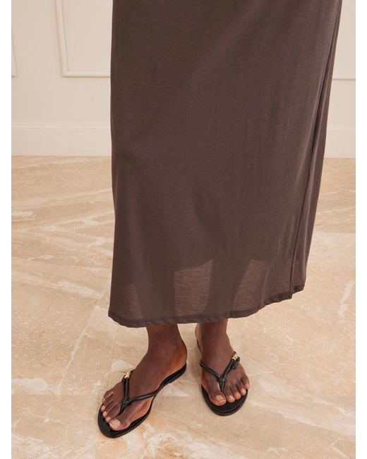 Amanu Black The Kiwayu Embellished Leather Sandals