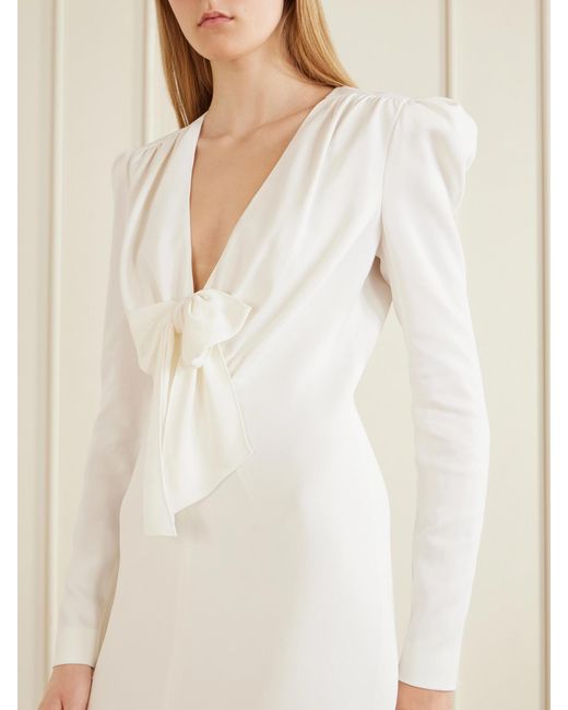 Alessandra Rich White Bow-Detail Cady Midi Dress