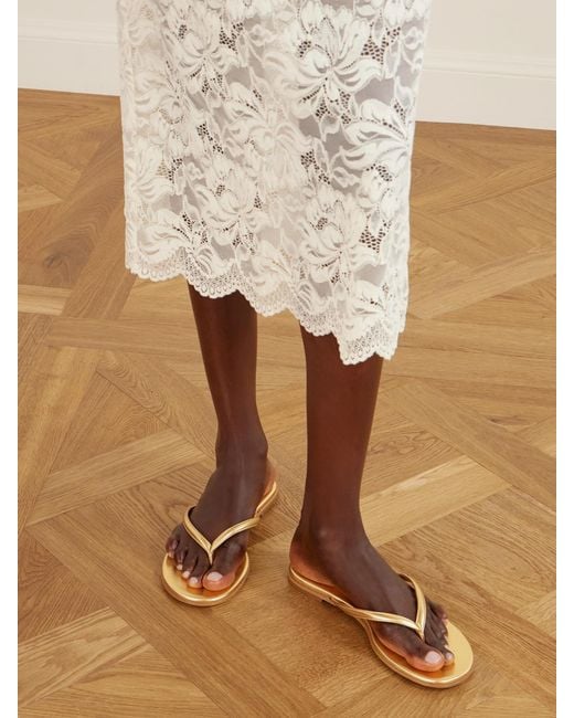 Gianvito Rossi Natural Calypso Metallic Leather Sandals