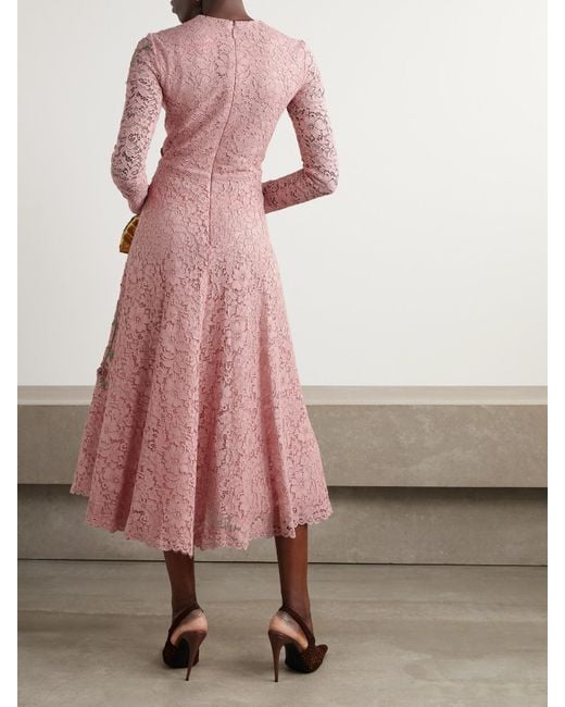 Costarellos Pink Marlena Embellished Corded-Lace Midi Dress