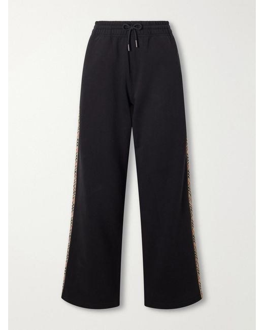Burberry Blue Jodie Checked Cotton-Jersey Straight-Leg Track Pants