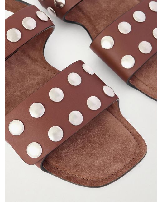Khaite Natural Boden Studded Leather Sandals