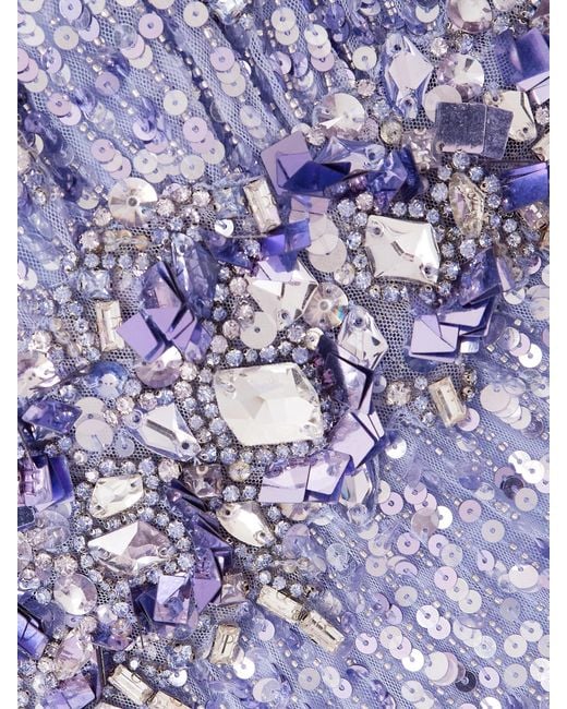 Jenny Packham Purple Zodiac Crystal And Sequin-Embellished Tulle Gown