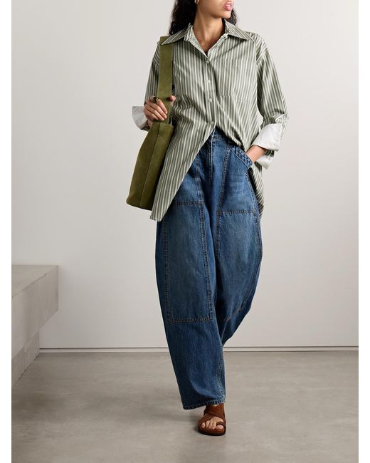 Co. Gray Oversized Striped Tton-Poplin Shirt
