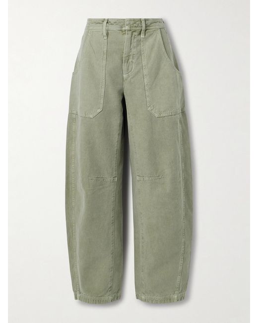 SLVRLAKE Denim Green Rookie Mid-Rise Barrel-Leg Cargo Jeans