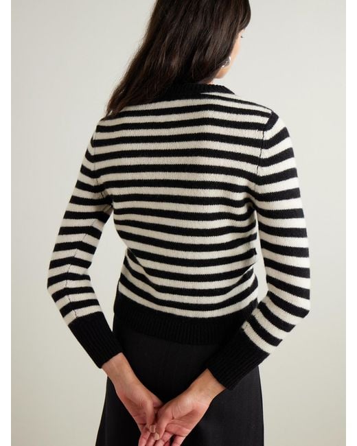 Suzie Kondi Black Sarra Striped Cashmere Sweater