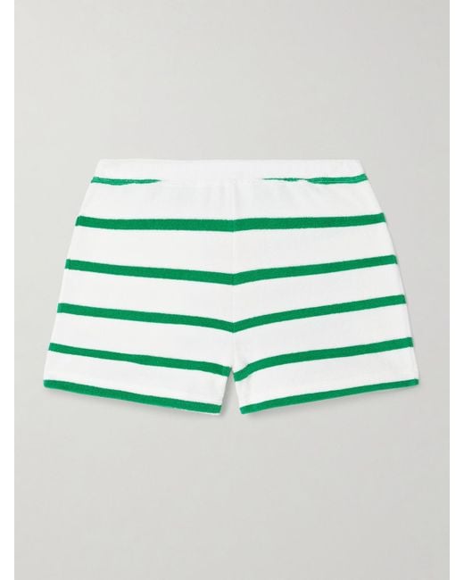 La Ligne Green Shorts Aus Gestreiftem Frottee Aus Einer Baumwollmischung