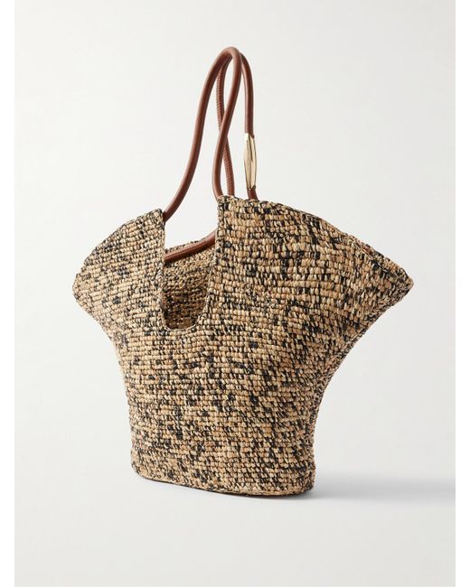 Zimmermann Natural Goldentime Mittelgroße Tote Aus Raffiabast Mit Lederbesätzen Und Verzierung