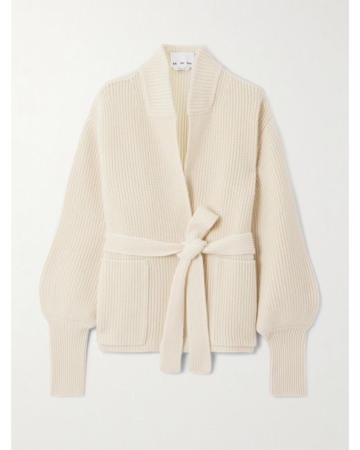 Sa Su Phi Natural Belted Ribbed Cashmere Cardigan