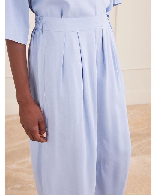 Jamie Haller Blue Arc Silk Tapered Pants