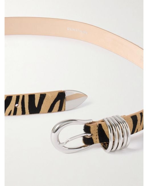 DEHANCHE Metallic Hollyhock Zebra-Print Calf Hair Belt