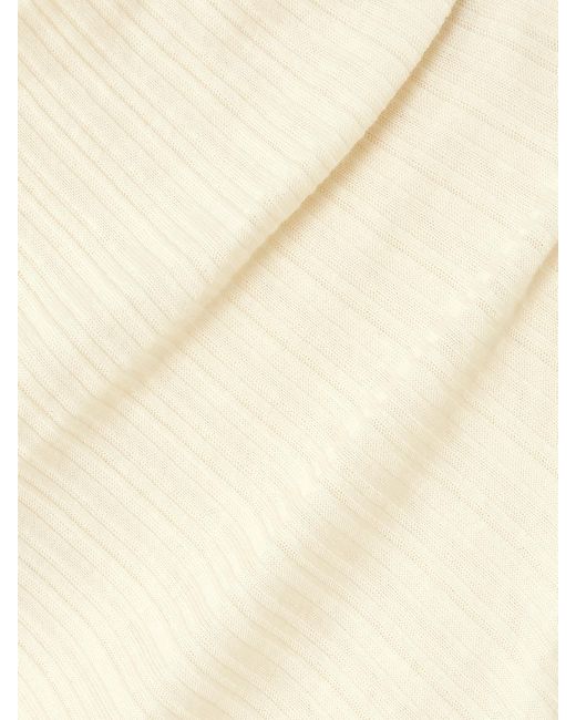 RÙADH Natural Toga Draped Ribbed Organic Cotton And Modal-Blend Top