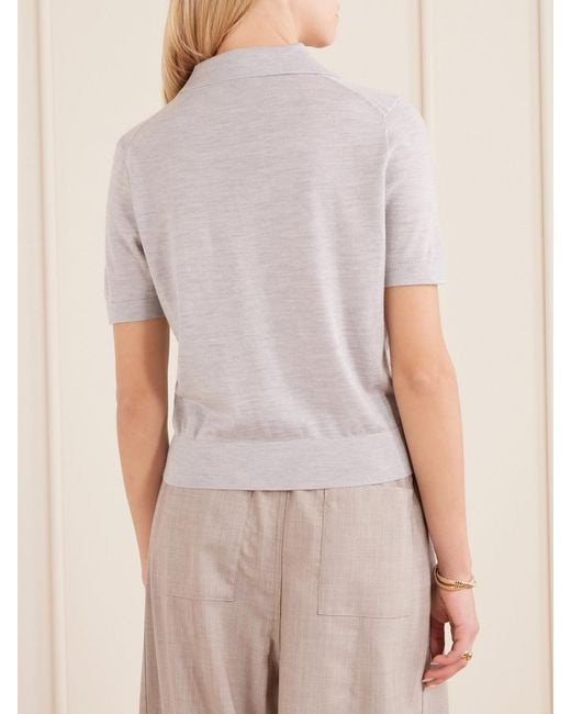 Anine Bing White Moni Wool And Cashmere-Blend Polo Sweater
