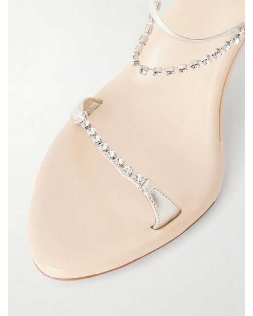Chloé Natural Crystal-Embellished Metallic Leather Sandals