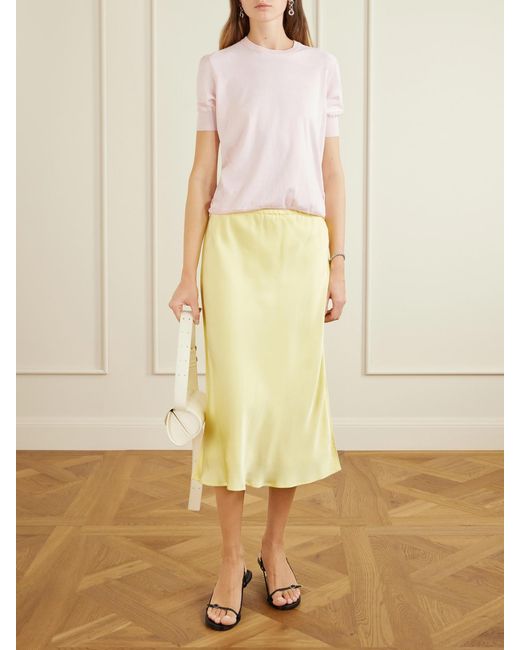 Jil Sander Yellow Satin Midi Skirt