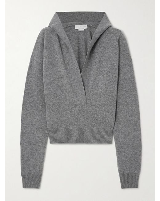 Stella McCartney Gray Verkürzter Pullover Aus Wolle Mit Kapuze