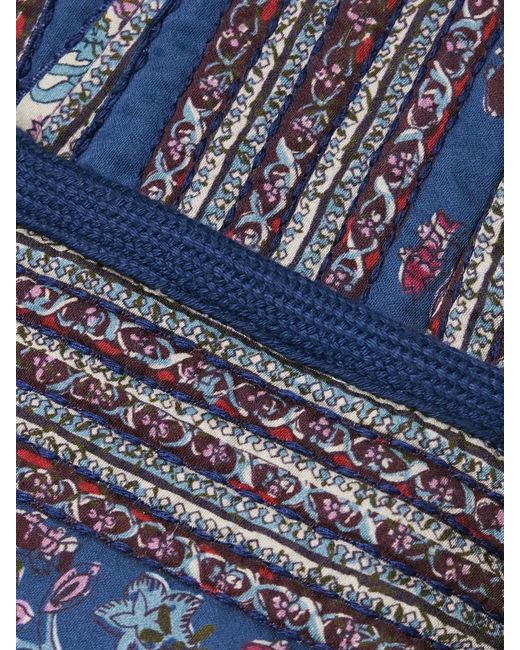 Sea Blue Valeria Quilted Patchwork Printed Cotton Jacket