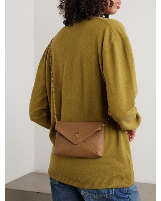 Saint Laurent Natural Cassandre Textured-Leather Shoulder Bag