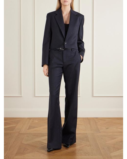 Nili Lotan Blue Swan Striped Wool-Blend Blazer