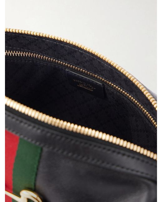 Gucci Black Camera Case Web-Trimmed Leather Shoulder Bag